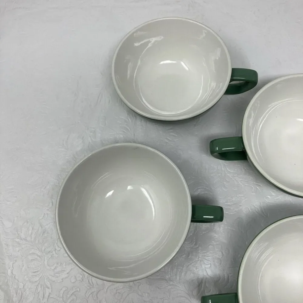 4 Taylor Smith Taylor Conversation Tea Cups Green And White